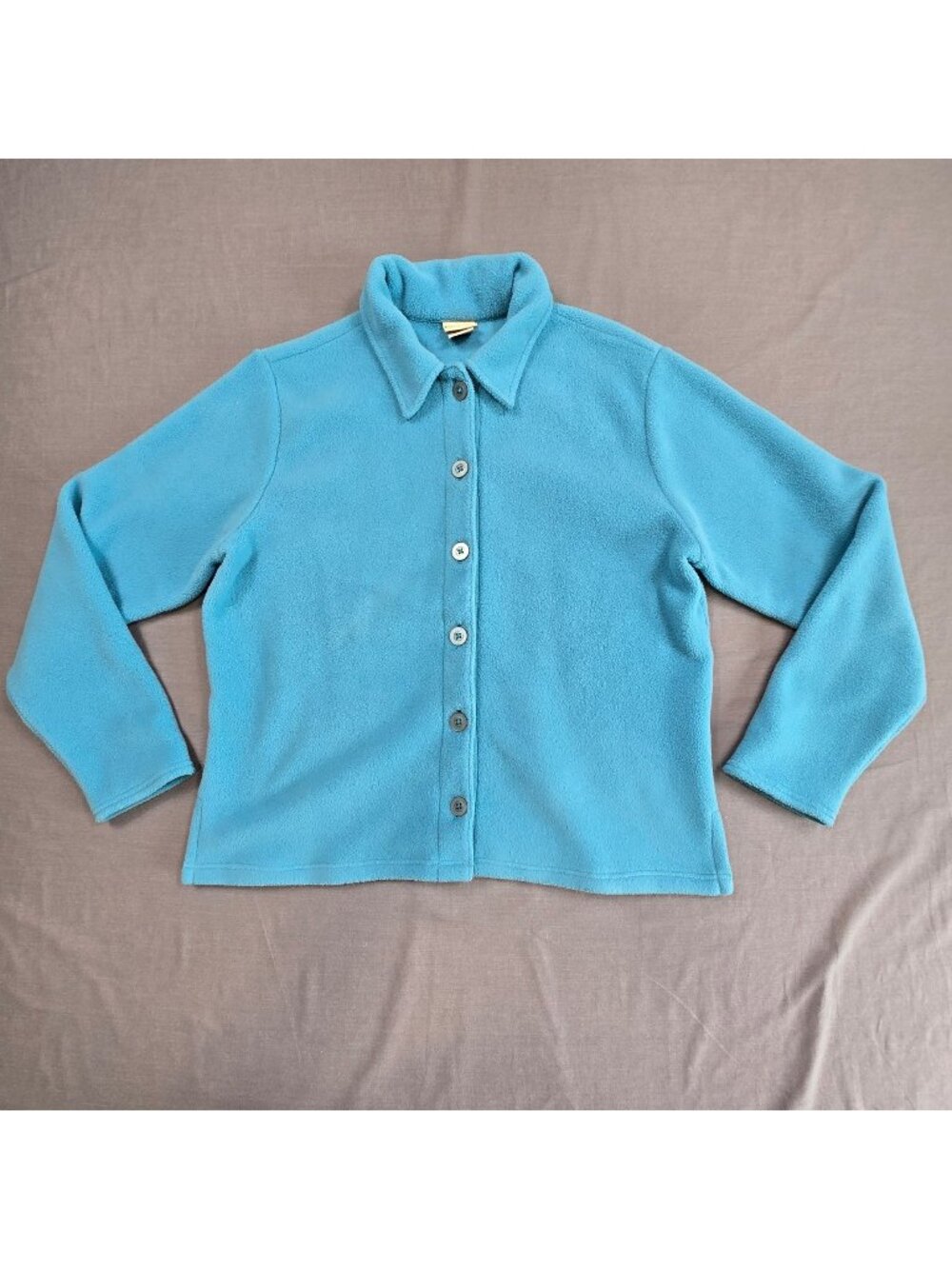 LL Bean Womens Small Fleece Button-Up Jacket Blue Lightweight Layering Top